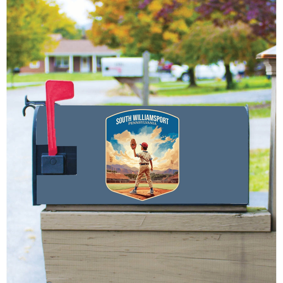 South Williamsport Pennsylvania Baseball Pitcher Design Souvenir Magnetic Mailbox Cover Image 1