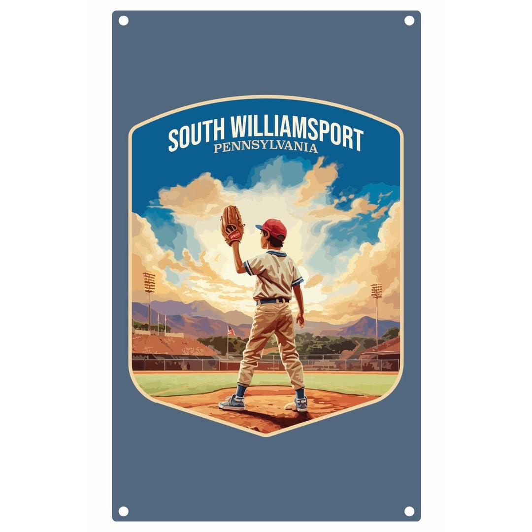 South Williamsport Pennsylvania Baseball Pitcher Design Souvenir Metal Sign 9 x 15 Image 1