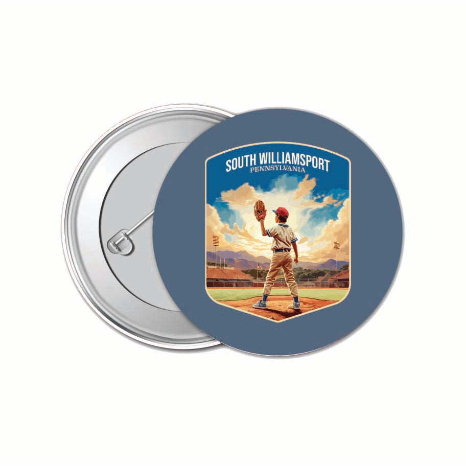 South Williamsport Pennsylvania Baseball Pitcher Design Souvenir Small 1-Inch Button Pin 4 Pack Image 1