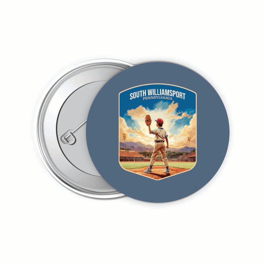 South Williamsport Pennsylvania Baseball Pitcher Design Souvenir Small 2-Inch Button Pin 4 Pack Image 1