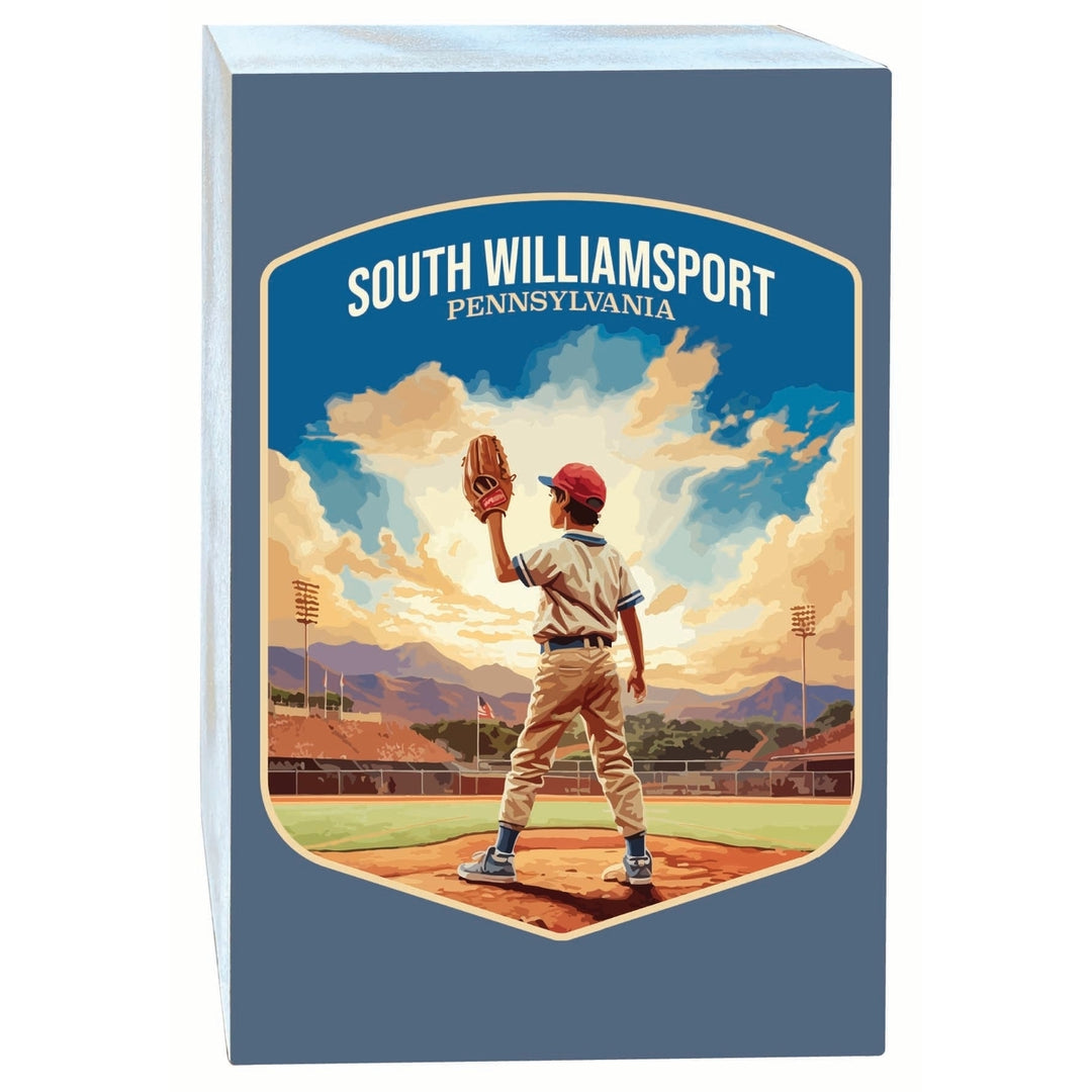 South Williamsport Pennsylvania Baseball Pitcher Design Souvenir Wood sign with frame 5x7 Image 1