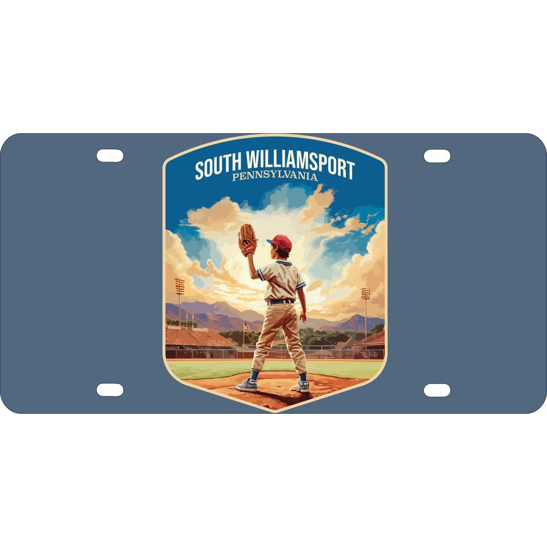 South Williamsport Pennsylvania Baseball Pitcher Design Souvenir Metal License Plate Image 1