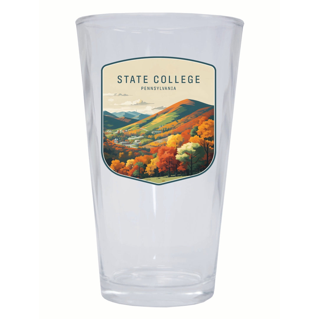 State College Pennsylvania Autumn Mountains Design Souvenir 16 oz Pint Glass Image 1