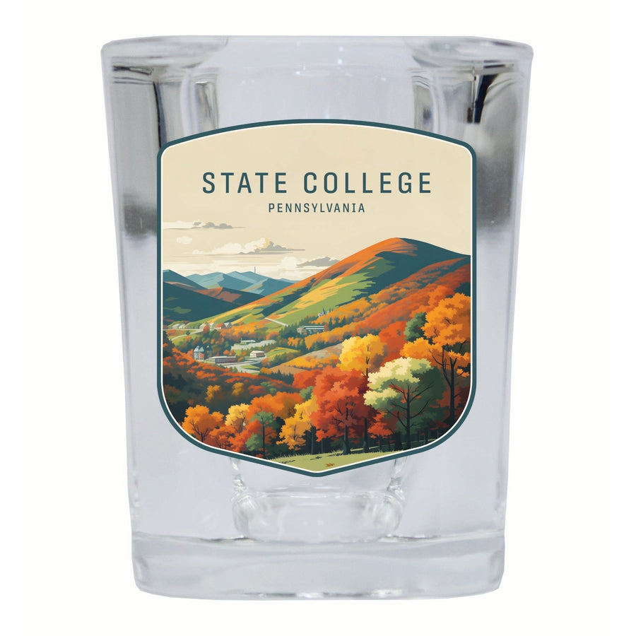 State College Pennsylvania Autumn Mountains Design Souvenir 2 Ounce Shot Glass Square Image 1