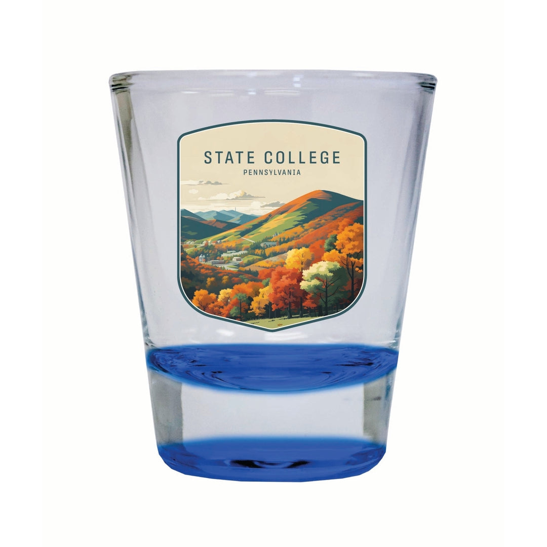 State College Pennsylvania Autumn Mountains Design Souvenir 2 Ounce Shot Glass Round Image 4