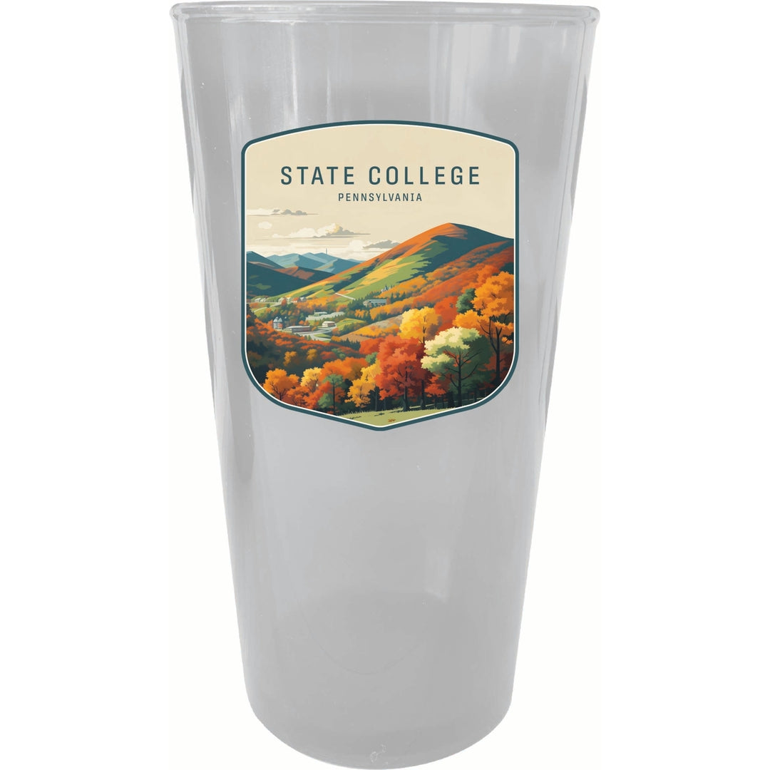 State College Pennsylvania Autumn Mountains Design Souvenir Plastic 16 oz pint Image 1