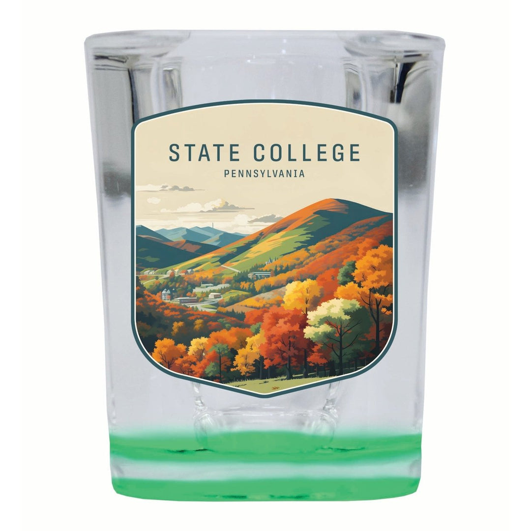 State College Pennsylvania Autumn Mountains Design Souvenir 2 Ounce Shot Glass Square Image 3