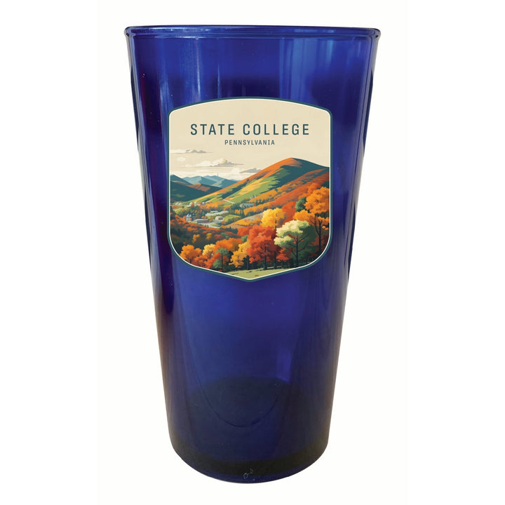 State College Pennsylvania Autumn Mountains Design Souvenir Plastic 16 oz pint Image 2