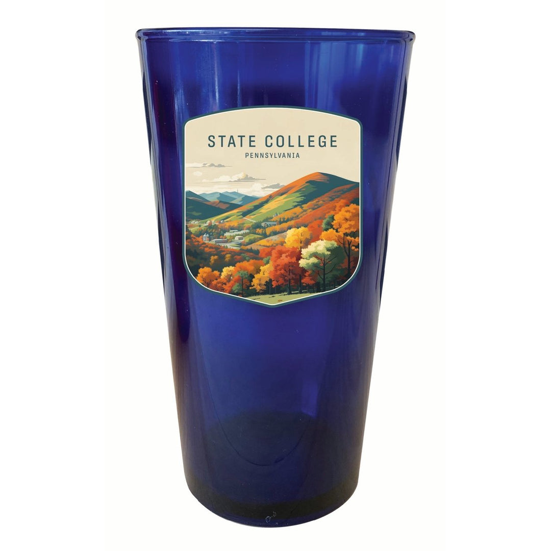 State College Pennsylvania Autumn Mountains Design Souvenir Plastic 16 oz pint Image 1