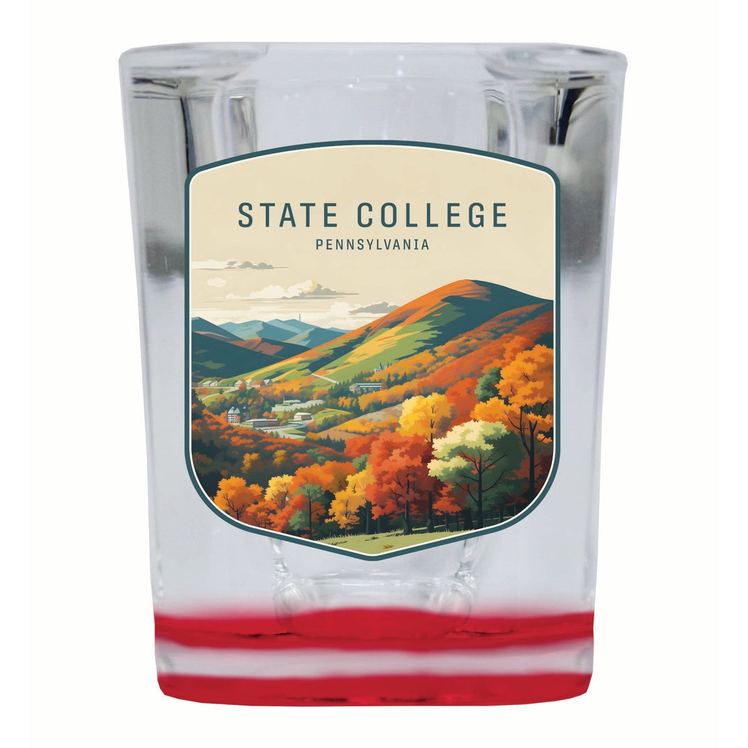 State College Pennsylvania Autumn Mountains Design Souvenir 2 Ounce Shot Glass Square Image 4