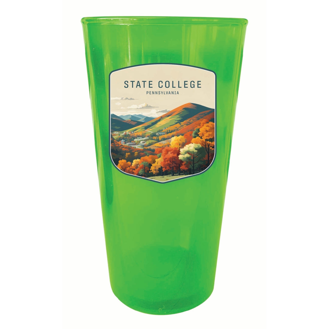 State College Pennsylvania Autumn Mountains Design Souvenir Plastic 16 oz pint Image 3