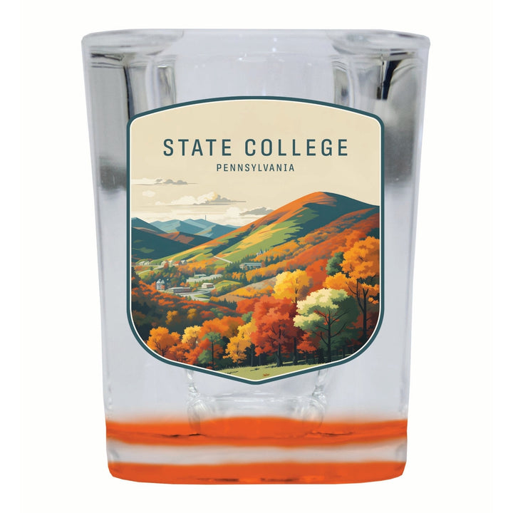 State College Pennsylvania Autumn Mountains Design Souvenir 2 Ounce Shot Glass Square Image 4