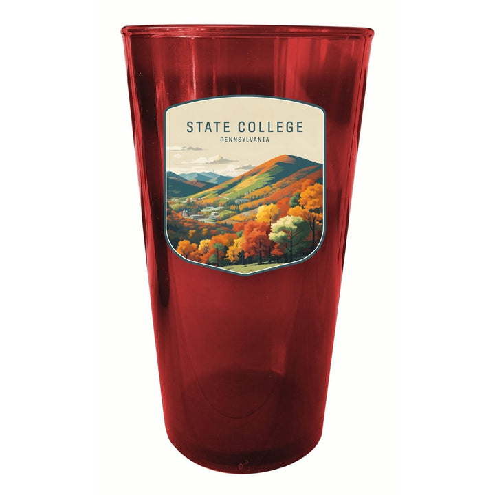 State College Pennsylvania Autumn Mountains Design Souvenir Plastic 16 oz pint Image 4