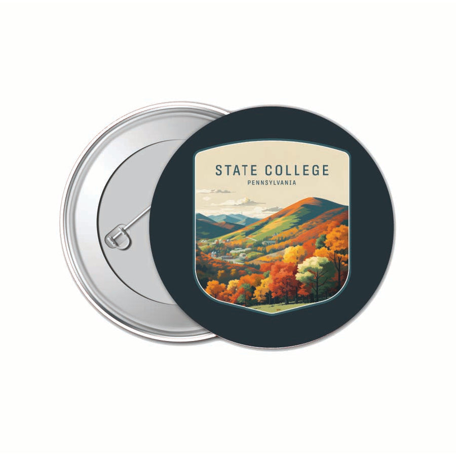 State College Pennsylvania Autumn Mountains Design Souvenir Small 1-Inch Button Pin 4 Pack Image 1