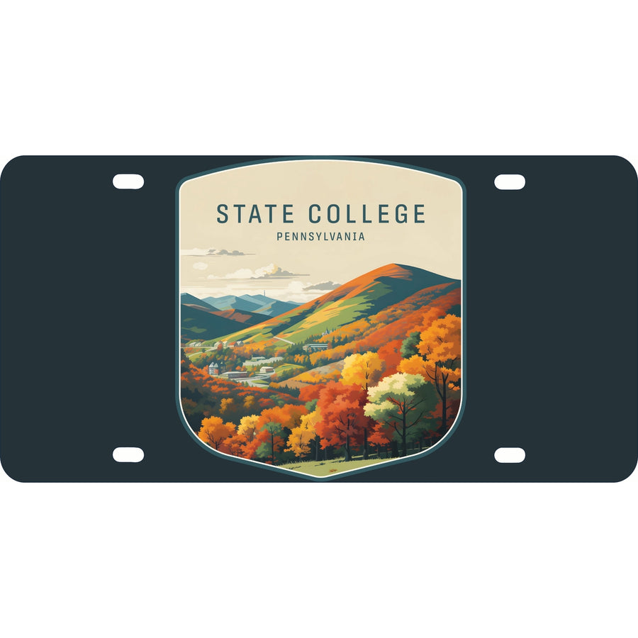 State College Pennsylvania Autumn Mountains Design Souvenir Metal License Plate Image 1