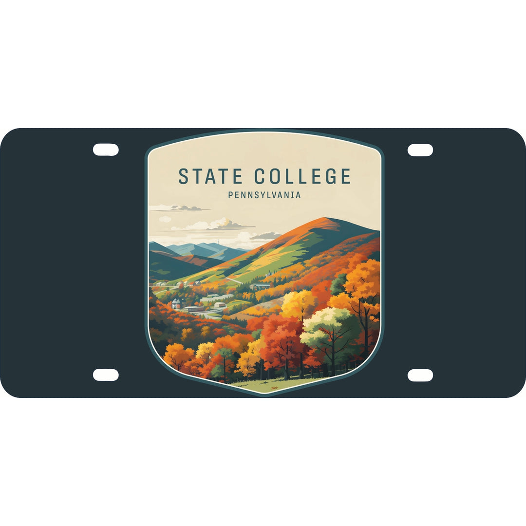 State College Pennsylvania Autumn Mountains Design Souvenir Mini Metal License Plate 4.75 x 2.25 inch Image 1