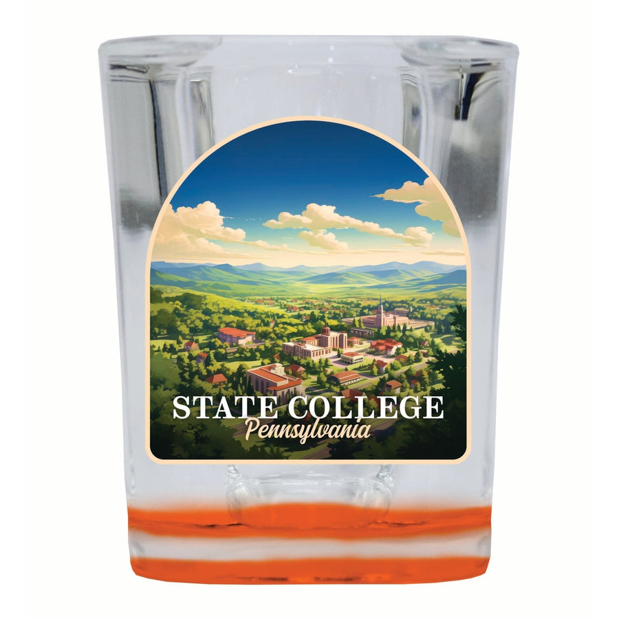 State College Pennsylvania Aerial Town Design Souvenir 2 Ounce Shot Glass Square Image 1