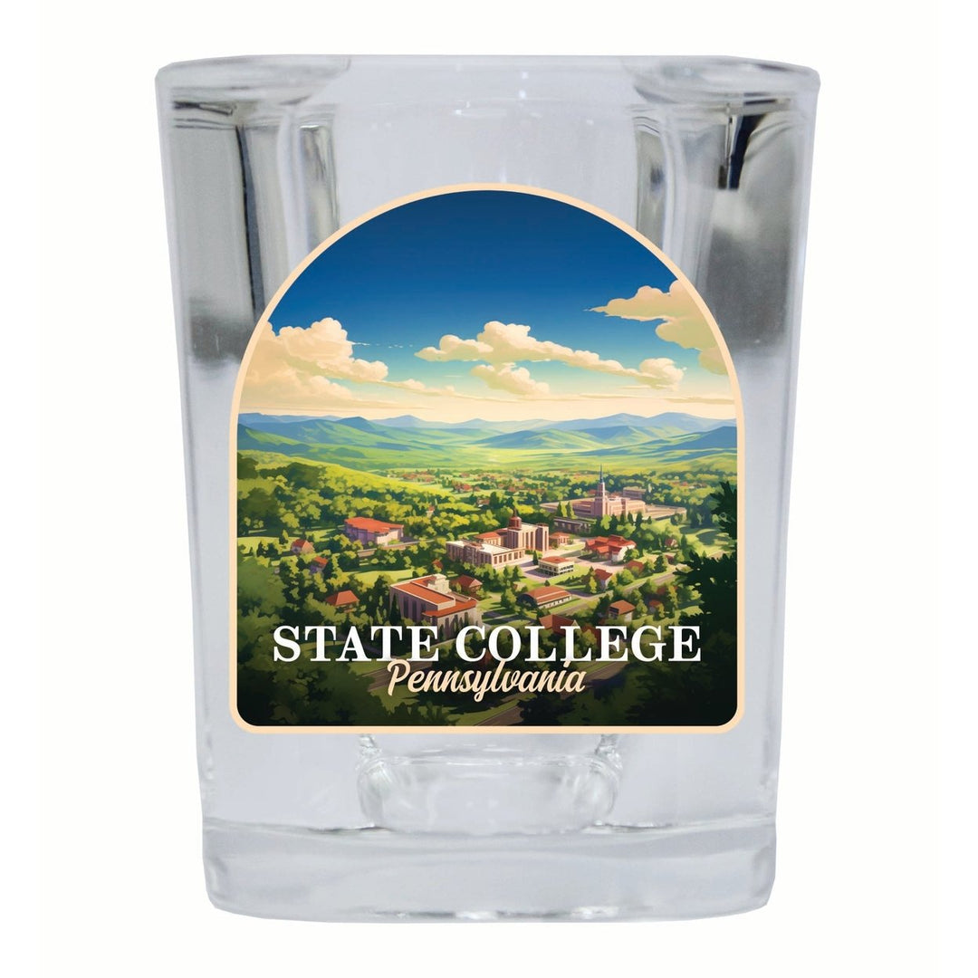 State College Pennsylvania Aerial Town Design Souvenir 2 Ounce Shot Glass Square Image 2