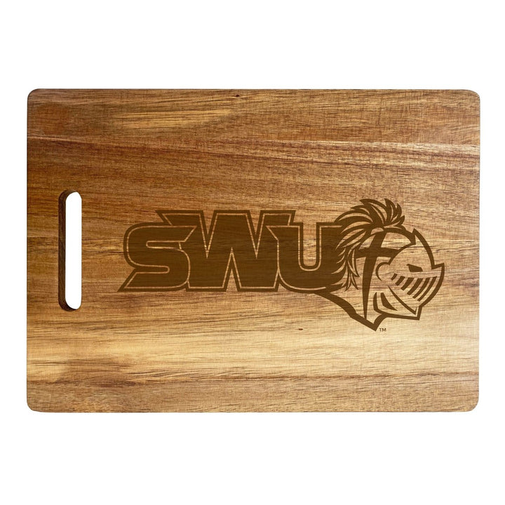 Southern Wesleyan University Engraved Wooden Cutting Board 10" x 14" Acacia Wood Officially Licensed Collegiate Product Image 2