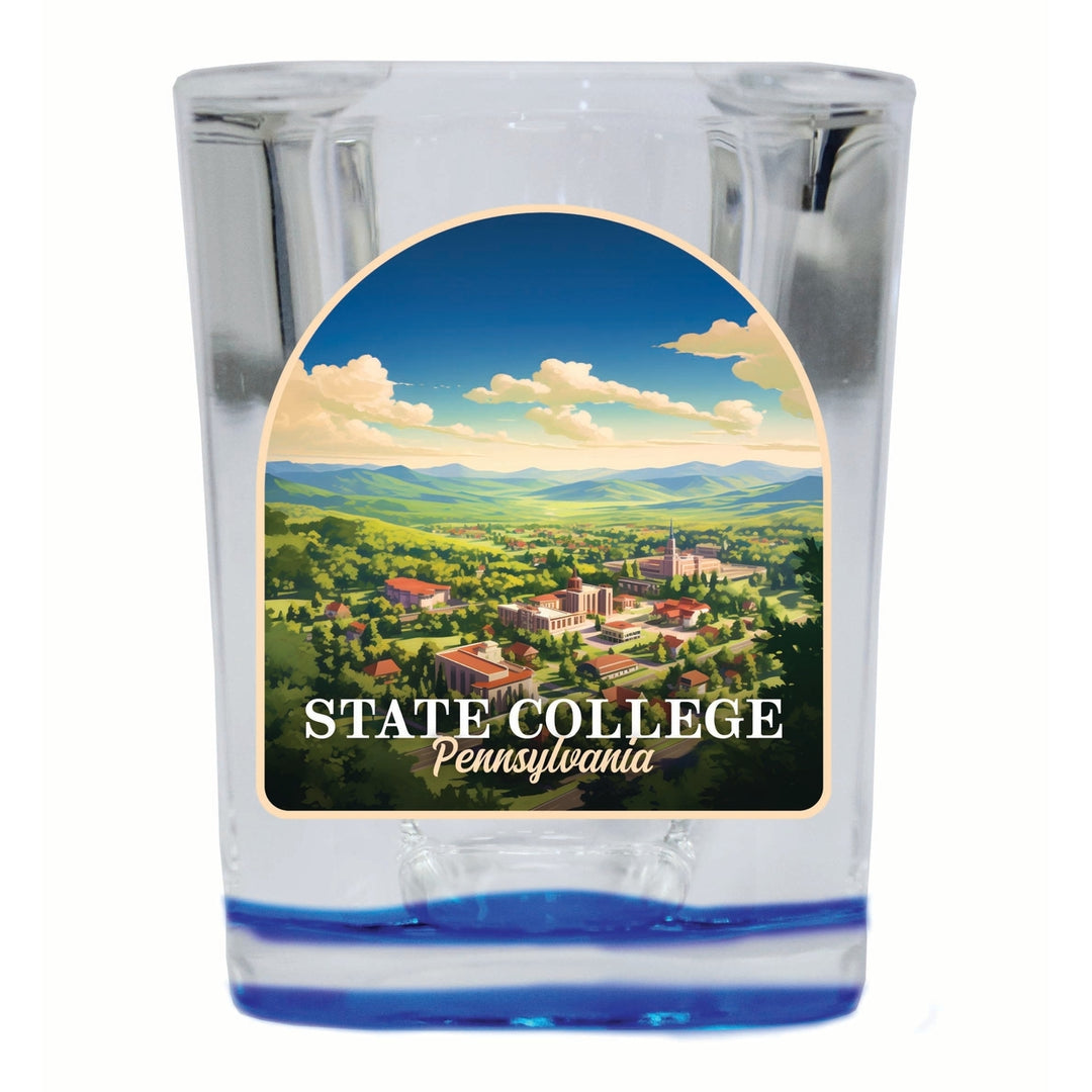 State College Pennsylvania Aerial Town Design Souvenir 2 Ounce Shot Glass Square Image 3