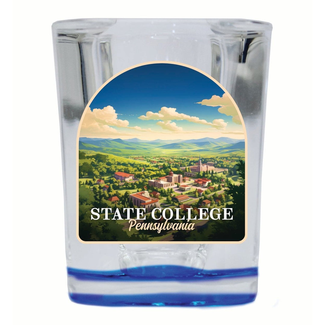 State College Pennsylvania Aerial Town Design Souvenir 2 Ounce Shot Glass Square Image 1