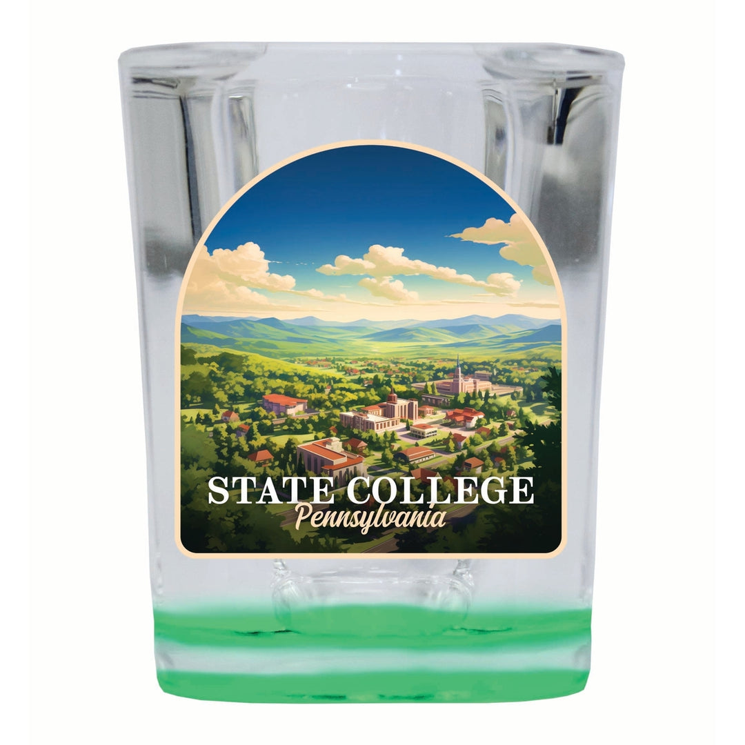 State College Pennsylvania Aerial Town Design Souvenir 2 Ounce Shot Glass Square Image 4