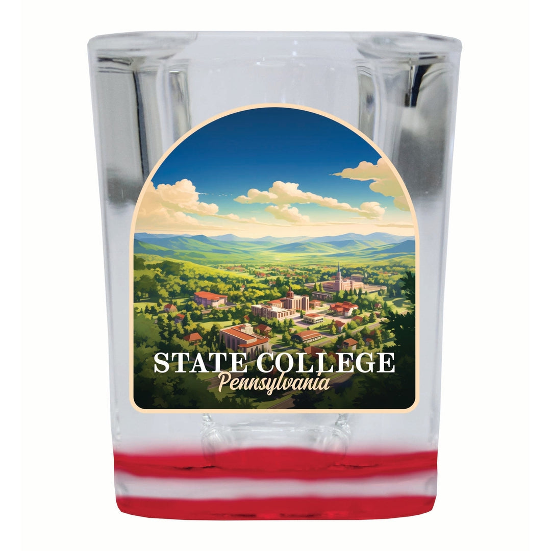 State College Pennsylvania Aerial Town Design Souvenir 2 Ounce Shot Glass Square Image 4