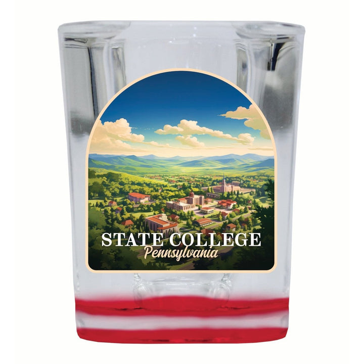 State College Pennsylvania Aerial Town Design Souvenir 2 Ounce Shot Glass Square Image 1