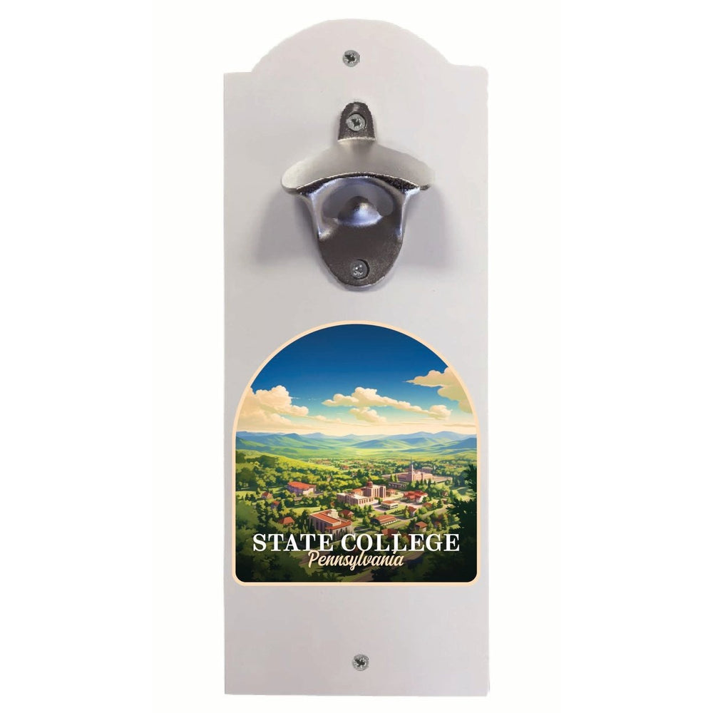 State College Pennsylvania Aerial Town Design Souvenir Wall mounted bottle opener Image 2