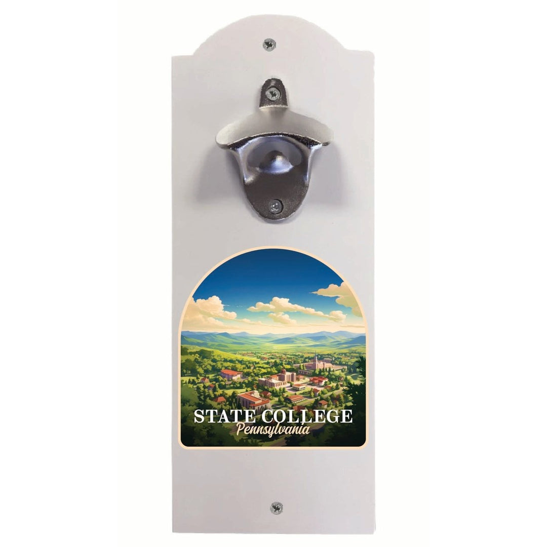 State College Pennsylvania Aerial Town Design Souvenir Wall mounted bottle opener Image 1