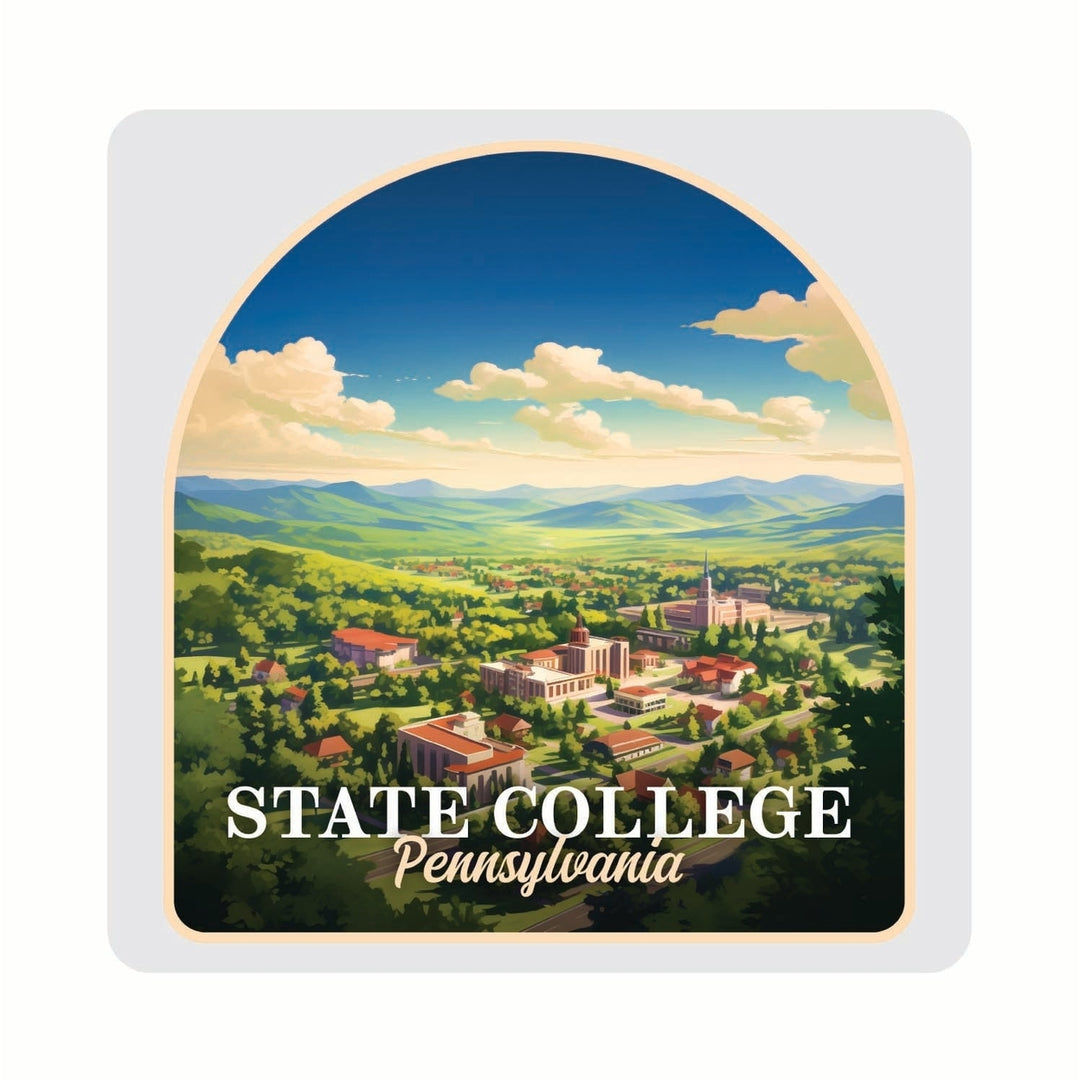 State College Pennsylvania Aerial Town Design Souvenir 4x4-Inch Coaster Acrylic 4 Pack Image 1