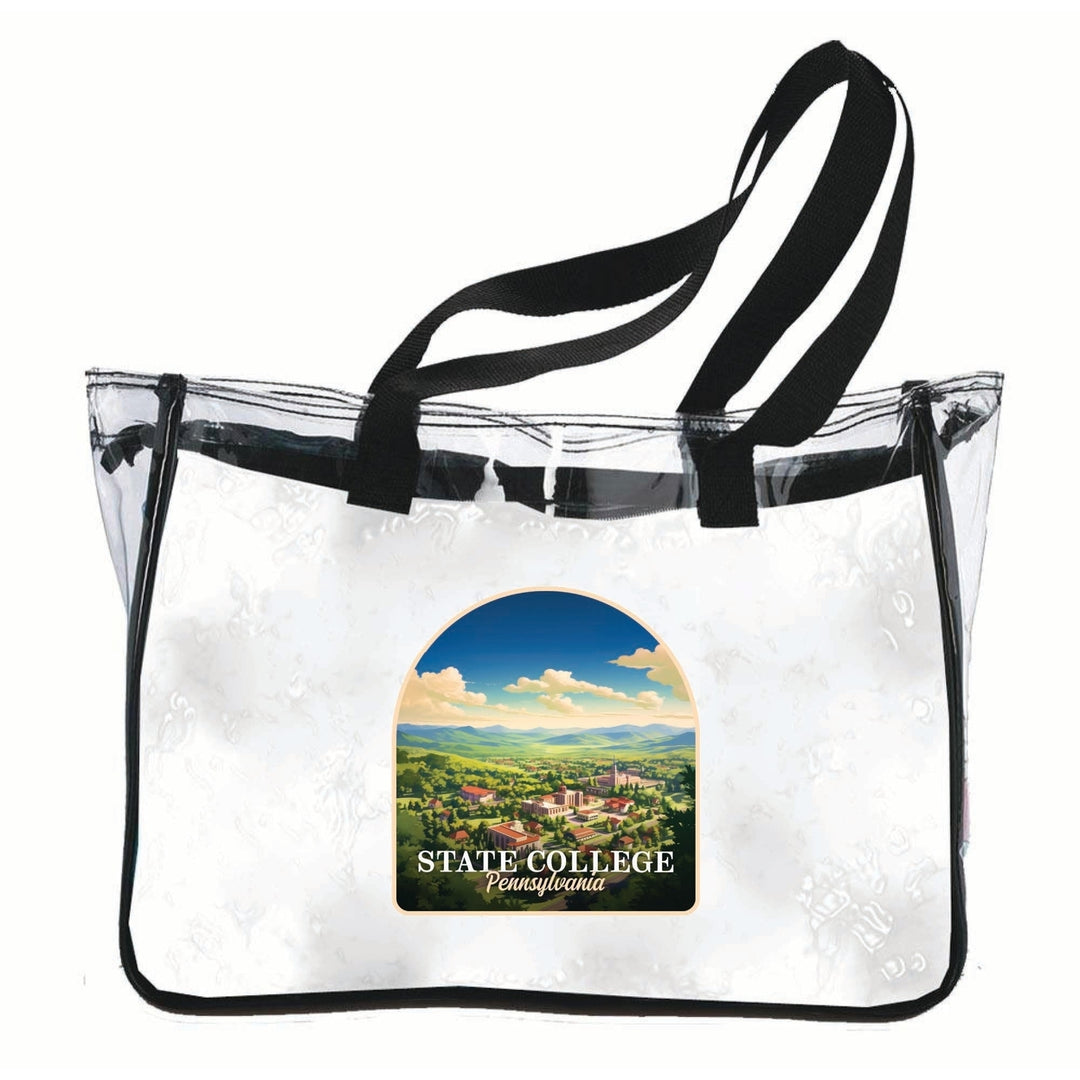 State College Pennsylvania Aerial Town Design Souvenir Clear Tote Bag Image 1