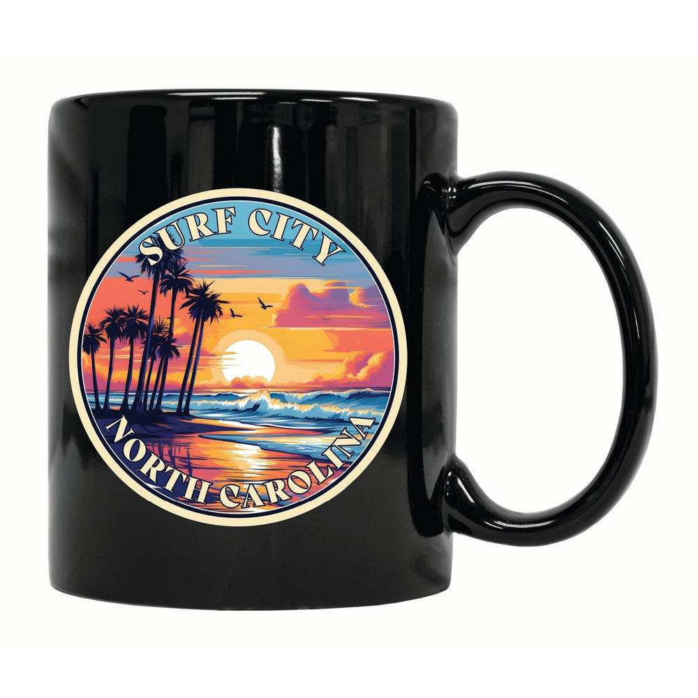 Surf City North Carolina Palm Sunset Design Souvenir 12 oz Ceramic Coffee Mug Image 2