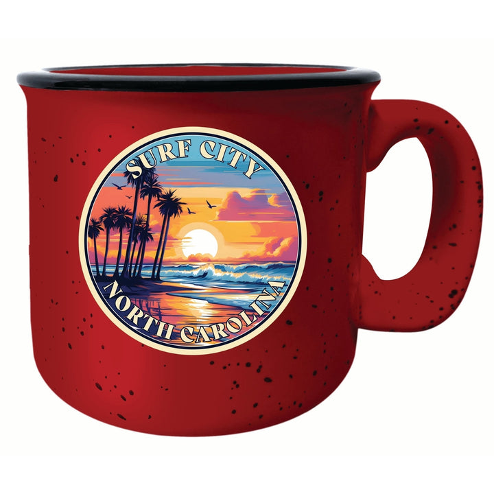 Surf City North Carolina Palm Sunset Design Souvenir 16 oz Ceramic camping mug Image 1