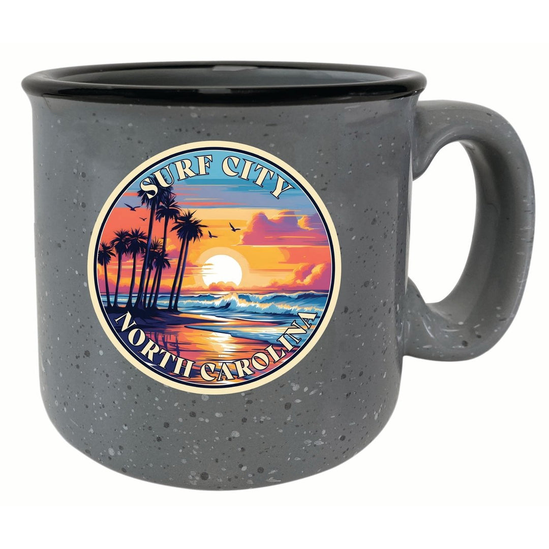 Surf City North Carolina Palm Sunset Design Souvenir 16 oz Ceramic camping mug Image 1