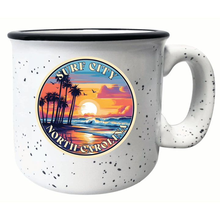 Surf City North Carolina Palm Sunset Design Souvenir 16 oz Ceramic camping mug Image 1