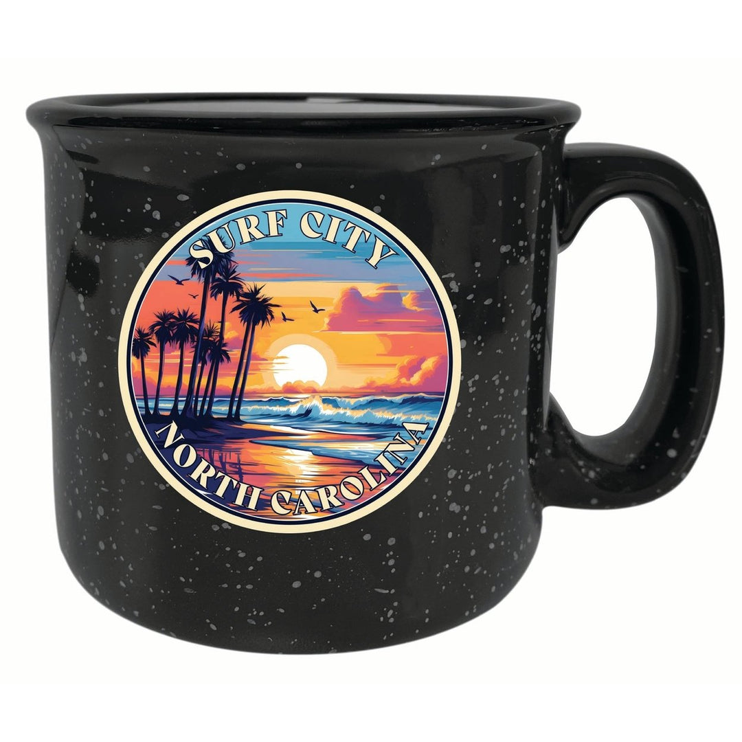 Surf City North Carolina Palm Sunset Design Souvenir 16 oz Ceramic camping mug Image 1