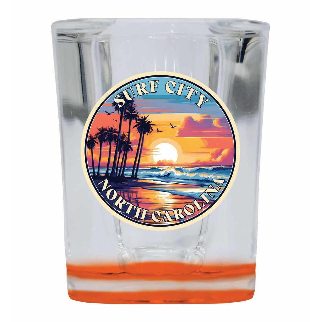 Surf City North Carolina Palm Sunset Design Souvenir 2 Ounce Shot Glass Square Image 4