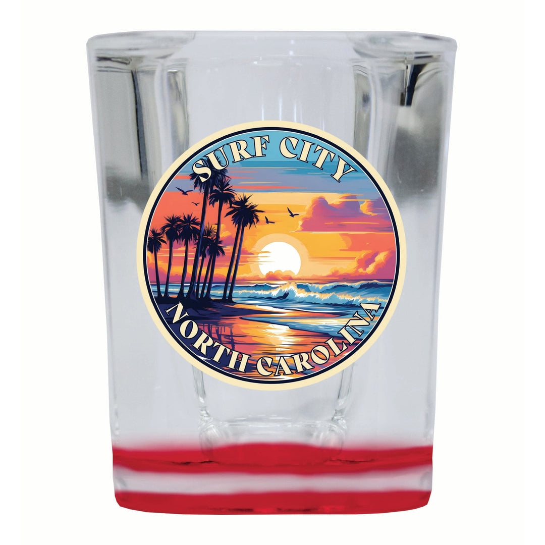 Surf City North Carolina Palm Sunset Design Souvenir 2 Ounce Shot Glass Square Image 4