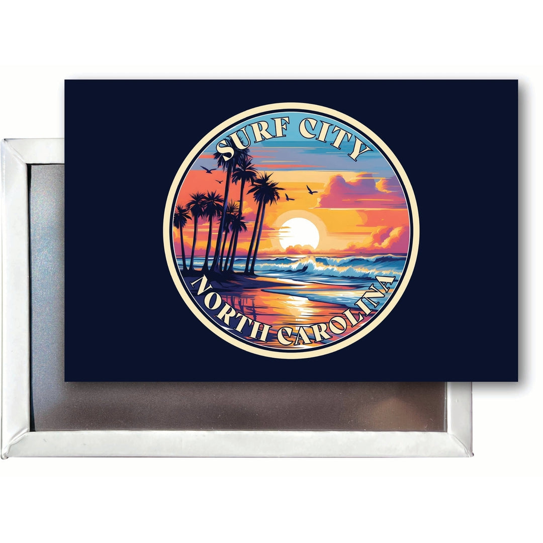 Surf City North Carolina Palm Sunset Design Souvenir 2x3-Inch Fridge Magnet Image 1