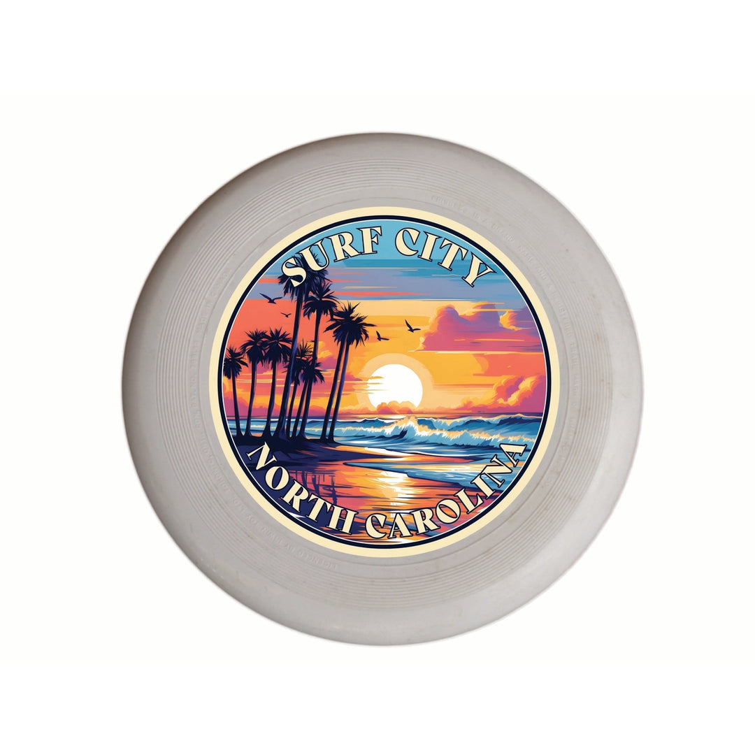 Surf City North Carolina Palm Sunset Design Souvenir Frisbee Flying Disc Image 1