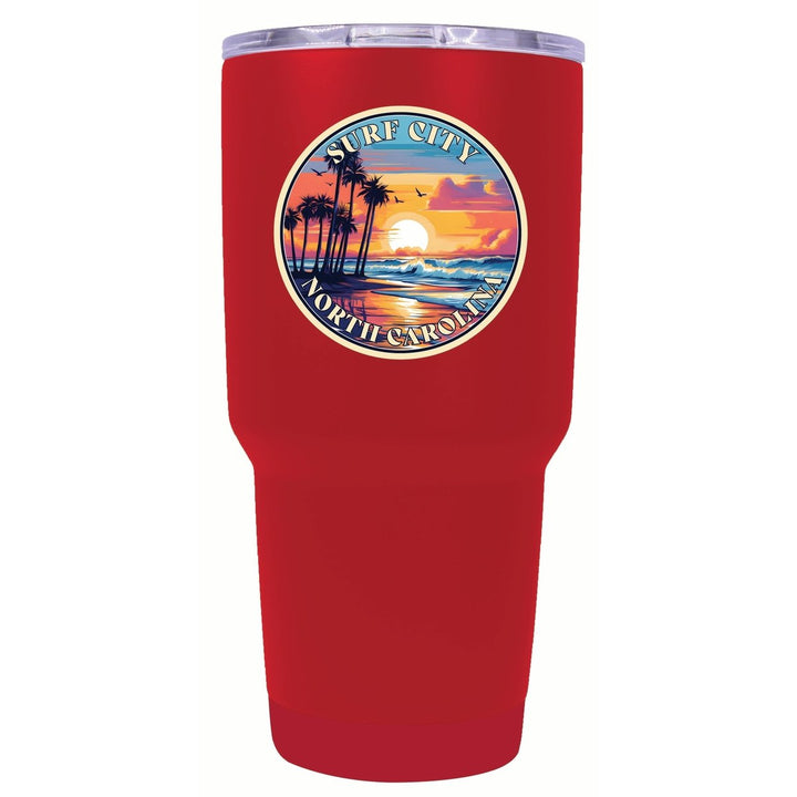 Surf City North Carolina Palm Sunset Design Souvenir 24 oz Insulated Stainless Steel Tumbler Image 4