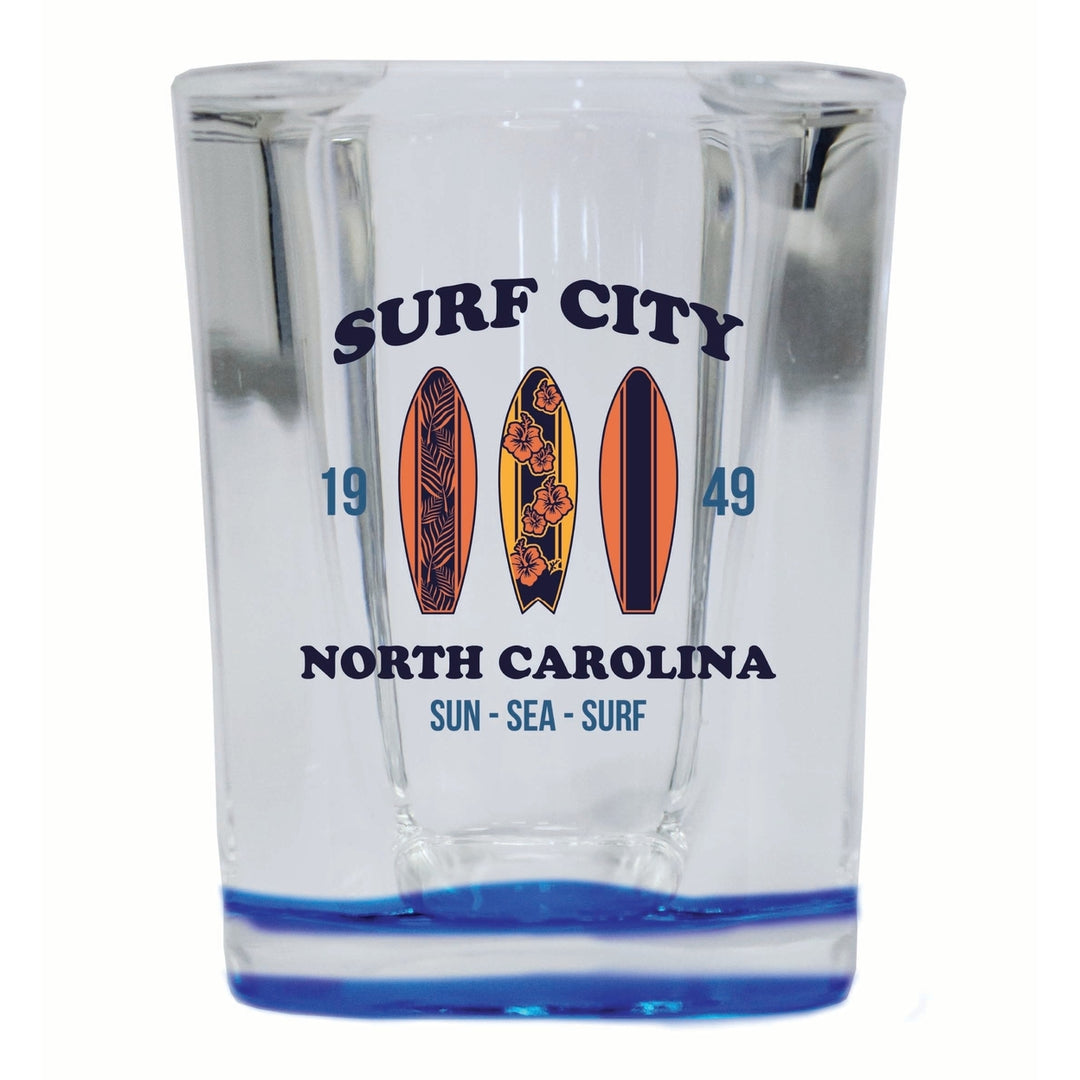 Surf City North Carolina Sun Sea Surf Design Souvenir 2 Ounce Shot Glass Square Image 1