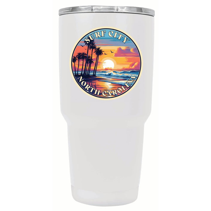 Surf City North Carolina Palm Sunset Design Souvenir 24 oz Insulated Stainless Steel Tumbler Image 9