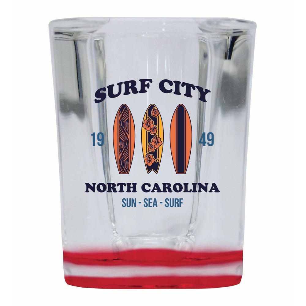 Surf City North Carolina Sun Sea Surf Design Souvenir 2 Ounce Shot Glass Square Image 2