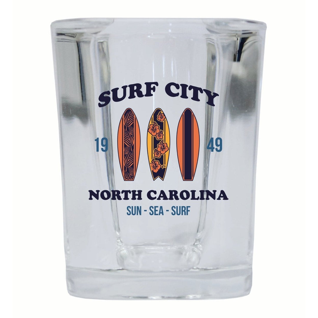 Surf City North Carolina Sun Sea Surf Design Souvenir 2 Ounce Shot Glass Square Image 3