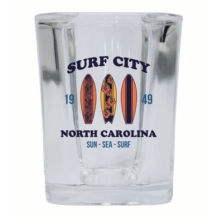 Surf City North Carolina Sun Sea Surf Design Souvenir 2 Ounce Shot Glass Square Image 3