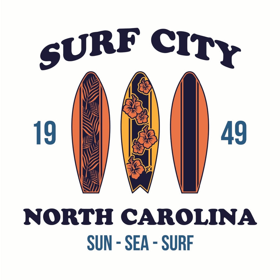 Surf City North Carolina Sun Sea Surf Design Souvenir Die Cut Flat Magnet Image 1