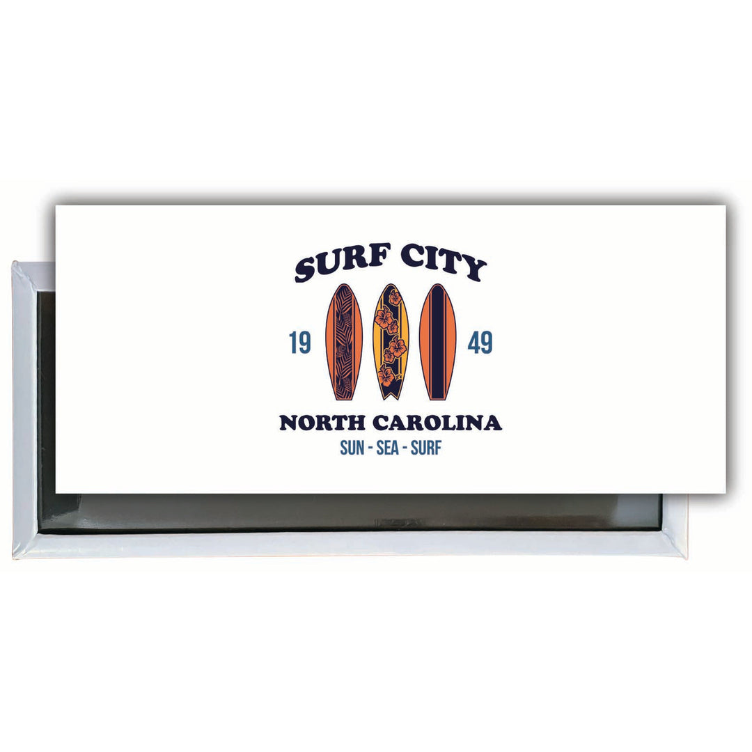 Surf City North Carolina Sun Sea Surf Design Souvenir Fridge Magnet 4.75 x 2 Inch Image 1