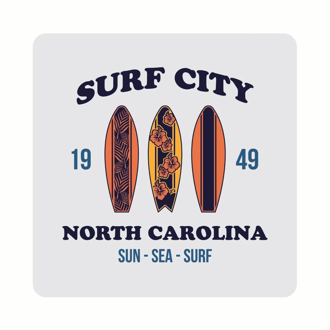 Surf City North Carolina Sun Sea Surf Design Souvenir 4x4-Inch Coaster Acrylic 4 Pack Image 1